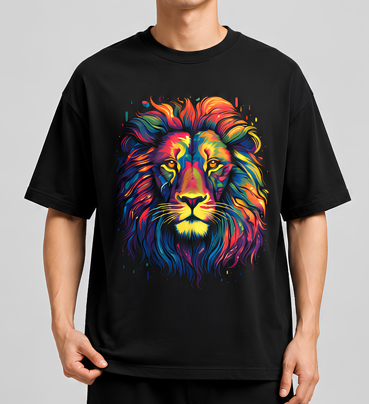 Premium Black Oversized Printed T-Shirt | 240 GSM French Terry Cotton Drop Shoulder Graphic T-Shirt