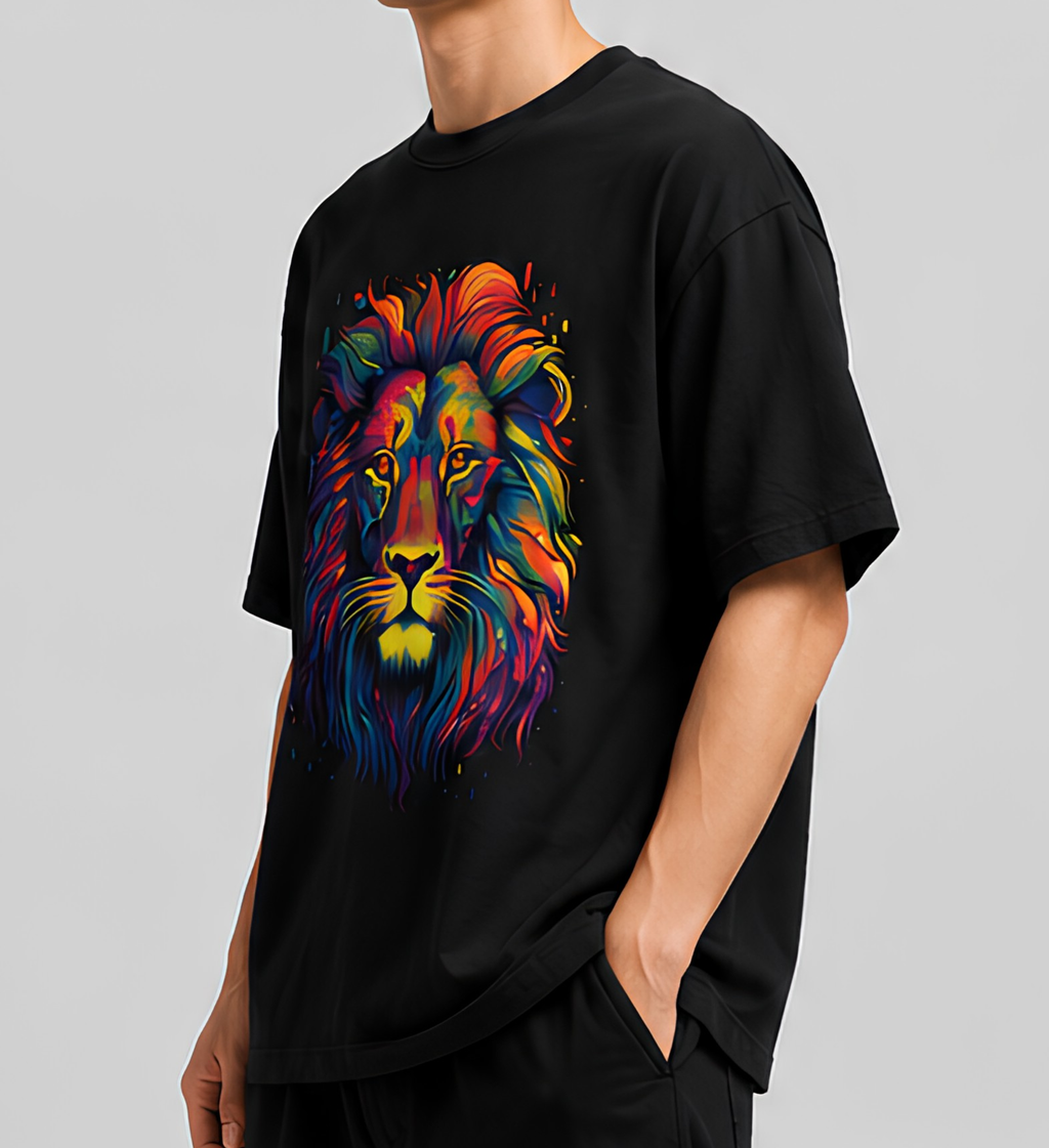 Premium Black Oversized Printed T-Shirt | 240 GSM French Terry Cotton Drop Shoulder Graphic T-Shirt