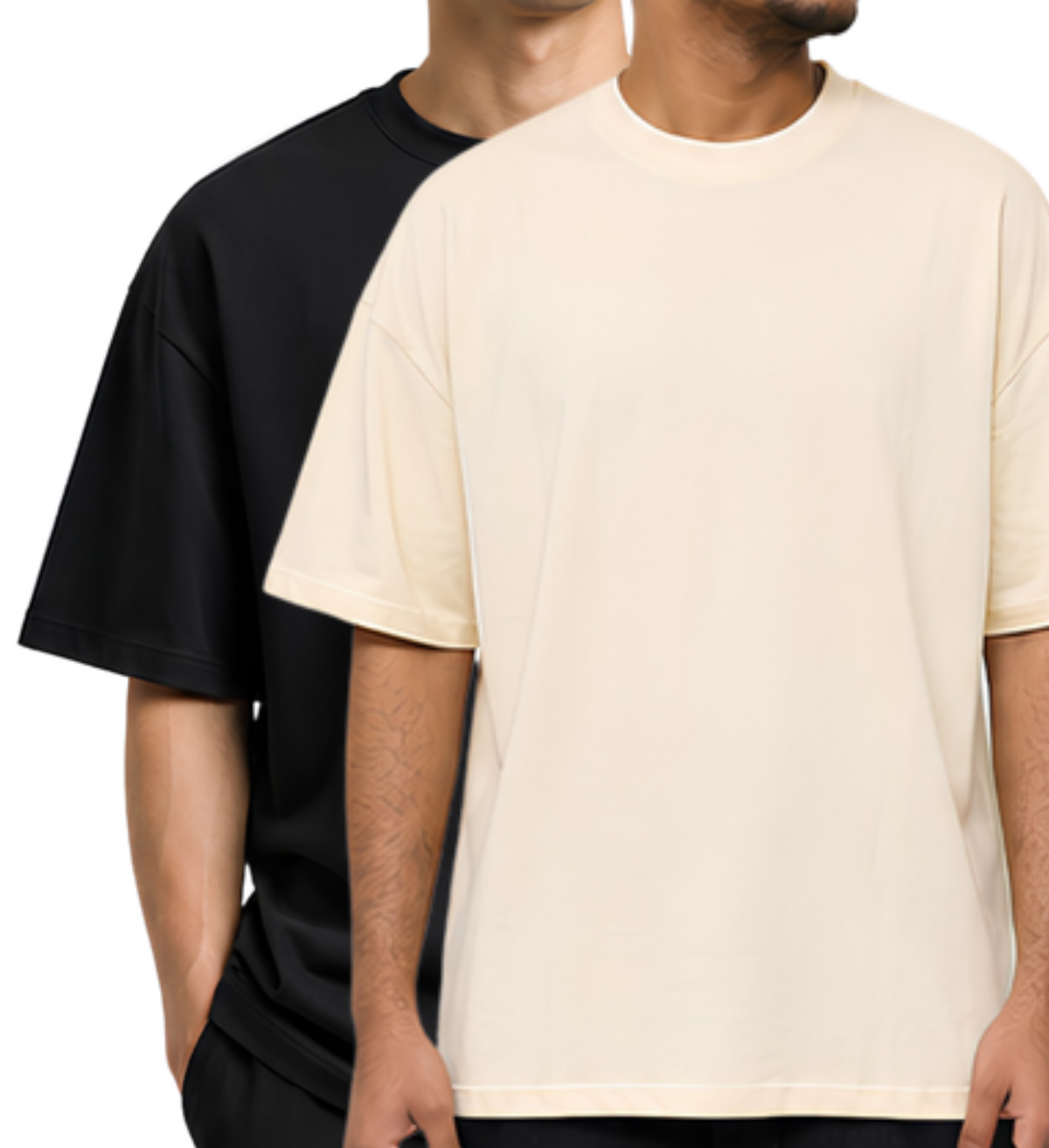 Premium Oversized T-Shirt Combo Pack of 2 | 240 GSM French Terry Cotton Drop Shoulder T-shirt