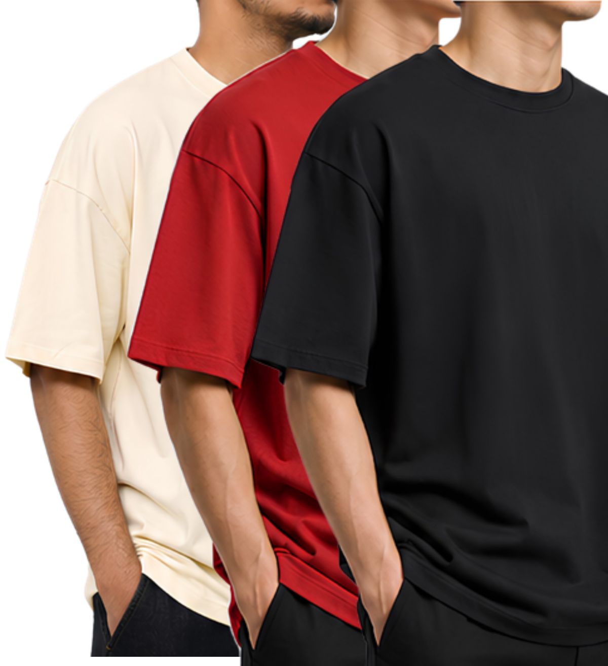 Premium Oversized T-Shirt Combo Pack of 3 | 240 GSM Heavyweight Cotton Drop Shoulder T-shirt
