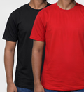 Premium Regular Fit Black & Red T-Shirt Combo Pack of 2 | 100% Cotton Bio-Washed Casual Wear T-shirt