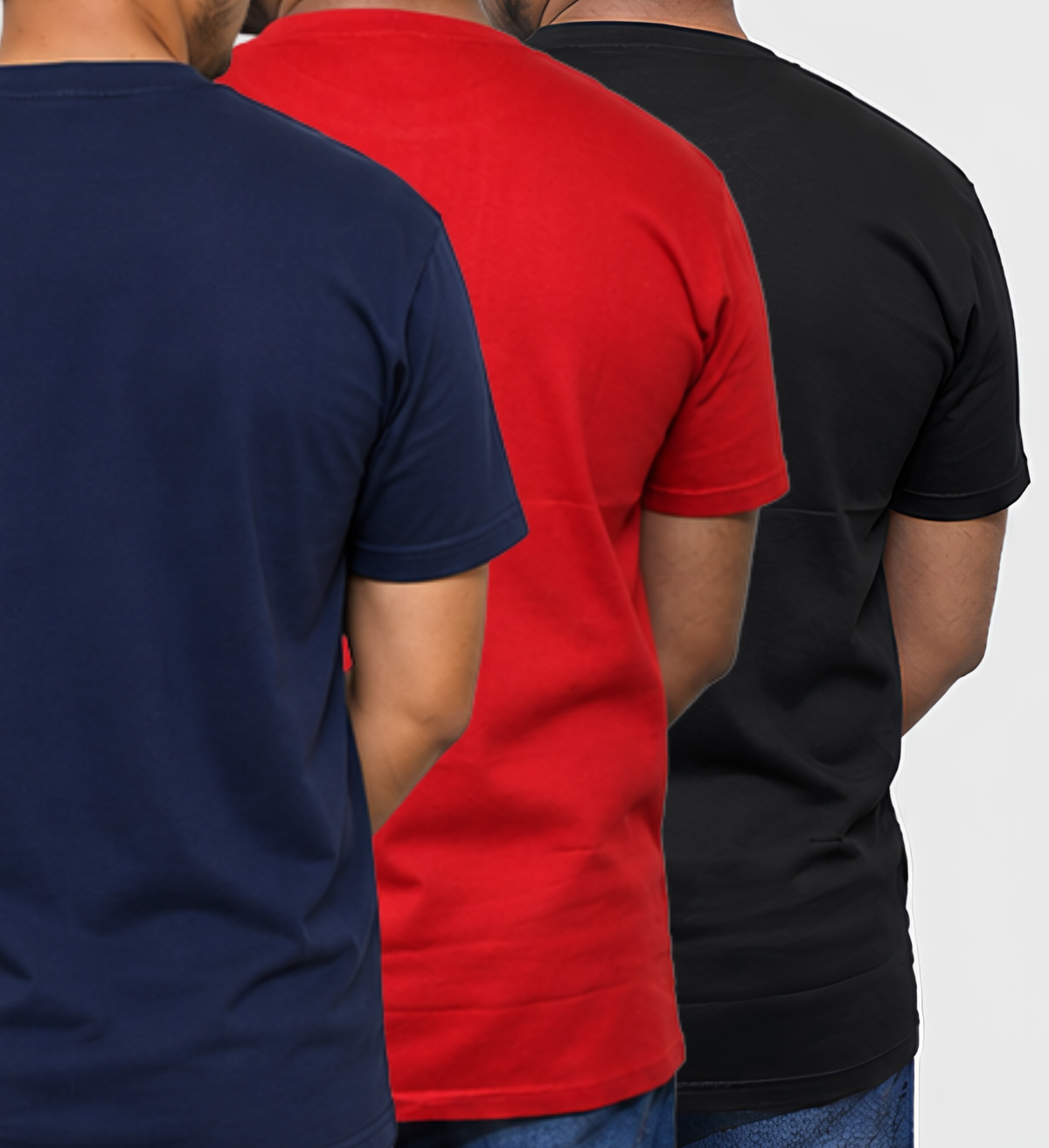 Premium Regular Fit Black, Red & Navy Blue T-Shirt Combo Pack of 3 | 100% Cotton Bio-Washed Everyday T-shirt