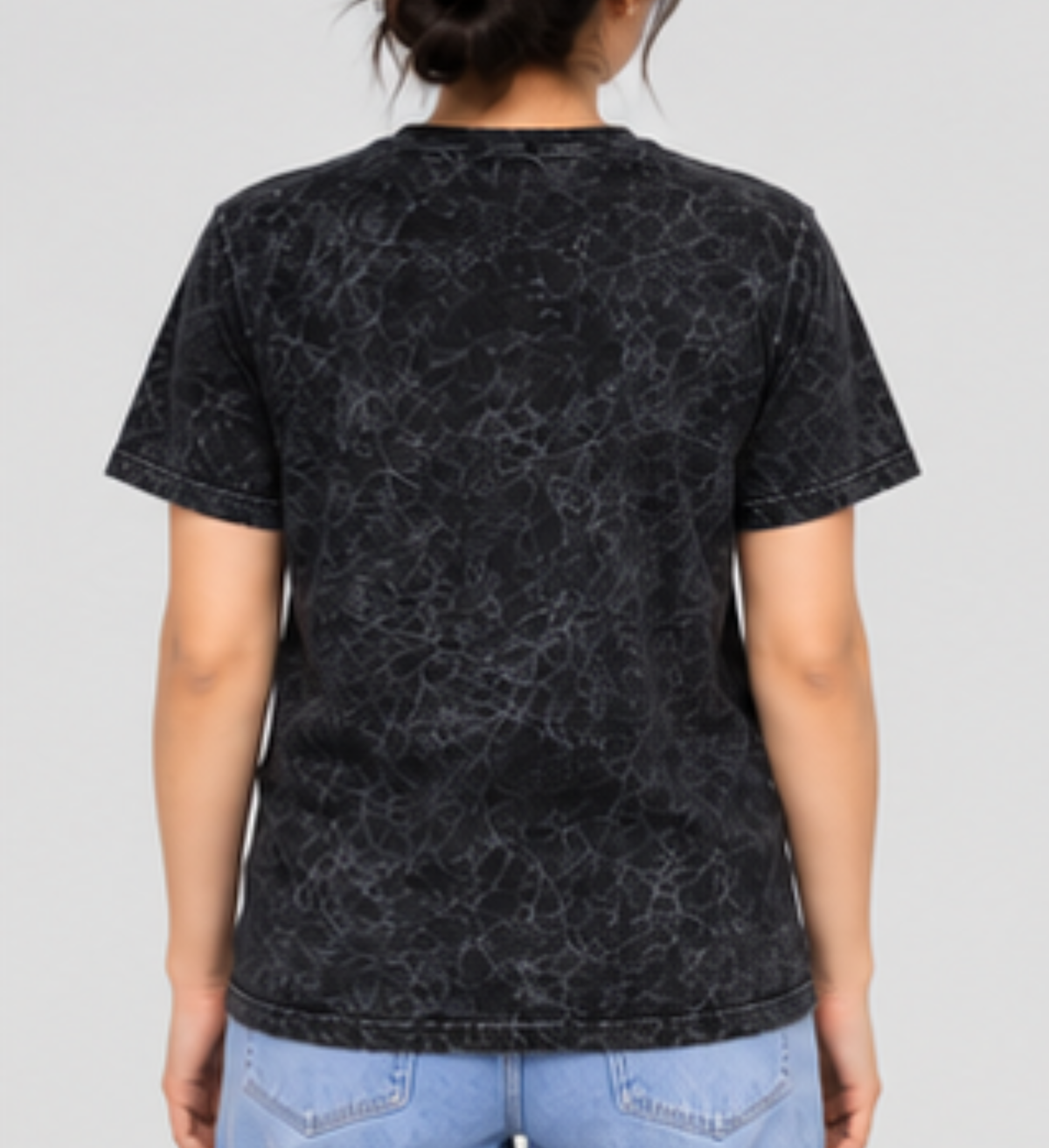 Premium Black Acid Wash T-Shirt | 180 GSM Cotton Regular Fit Streetwear T-Shirt