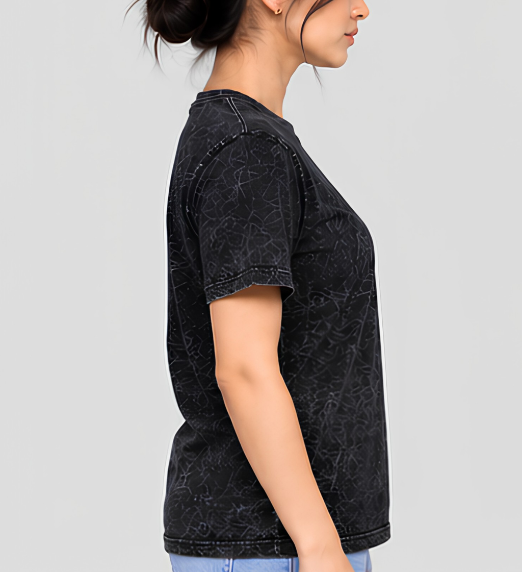 Premium Black Acid Wash T-Shirt | 180 GSM Cotton Regular Fit Streetwear T-Shirt