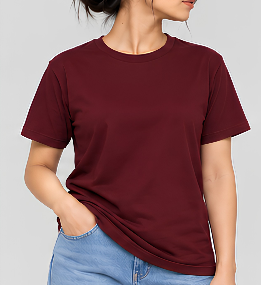 Premium Maroon Regular Fit Cotton T-Shirt for Men & Women | 180 GSM Bio Washed Casual T-Shirt