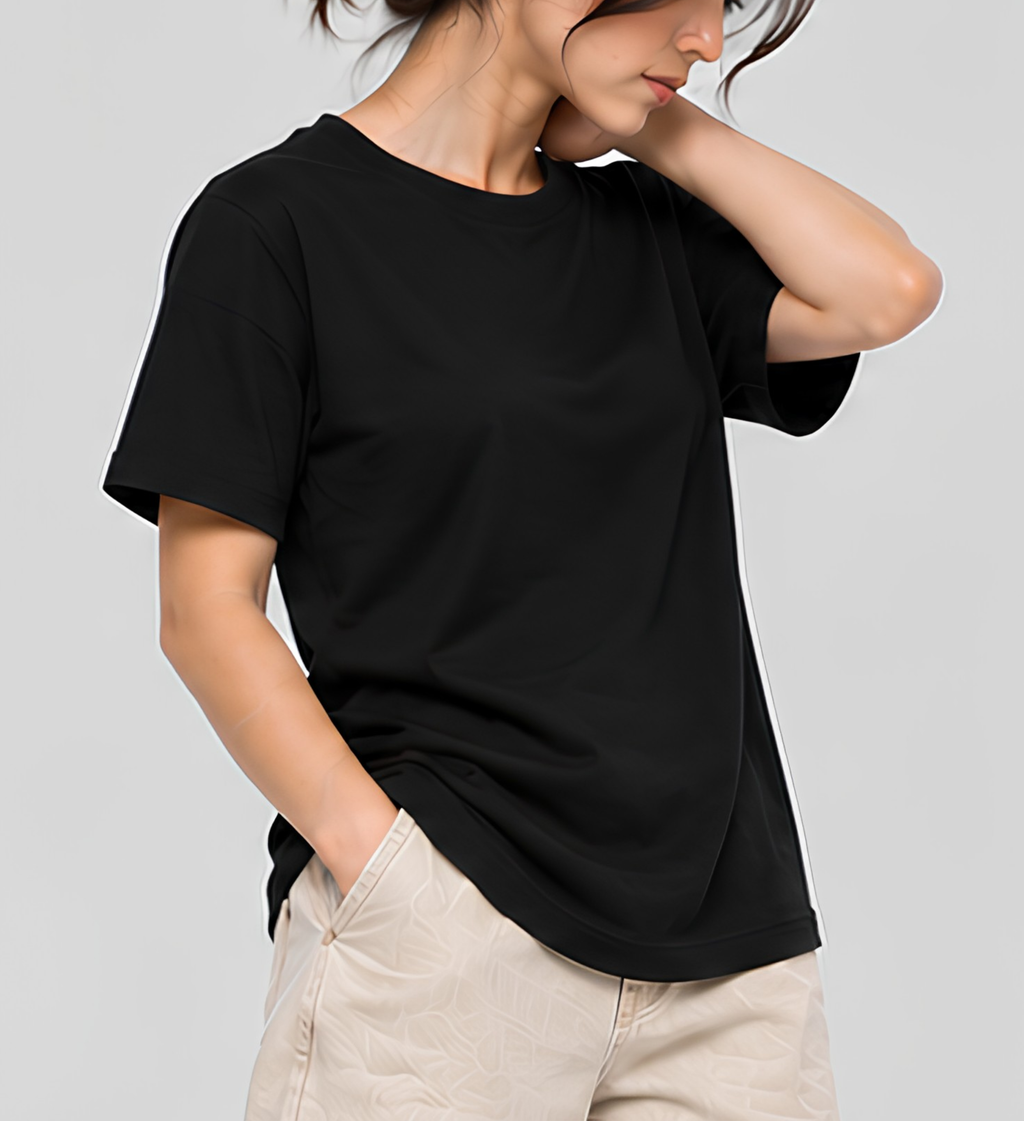 Premium Black Regular Fit Cotton T-Shirt for Men & Women | 180 GSM Bio Washed Casual T-Shirt