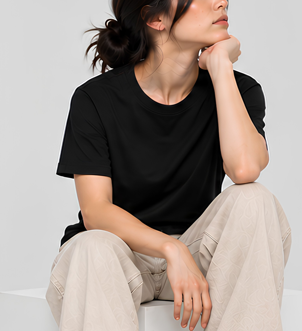 Premium Black Regular Fit Cotton T-Shirt for Men & Women | 180 GSM Bio Washed Casual T-Shirt