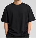 Premium Oversized Black T-Shirt | 240 GSM French Terry Cotton Drop Shoulder Casual T-Shirt