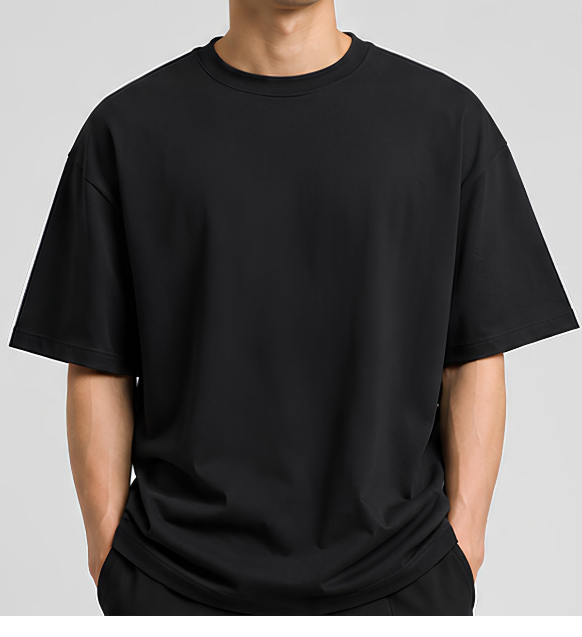 Premium Oversized Black T-Shirt | 240 GSM French Terry Cotton Drop Shoulder Casual T-Shirt