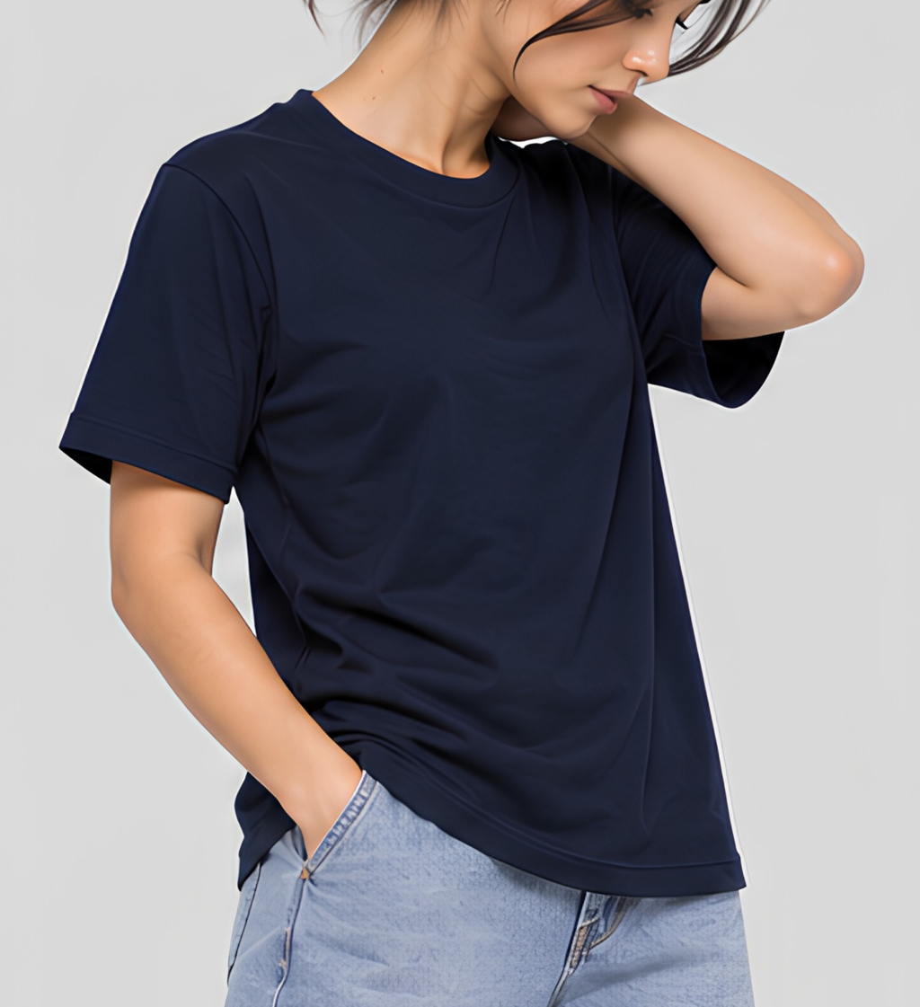 Premium Navy Blue Regular Fit Cotton T-Shirt for Men & Women | 180 GSM Bio Washed Casual T-Shirt