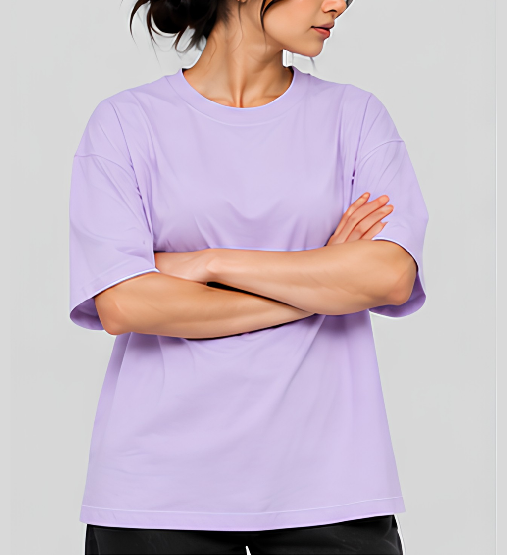 Premium Lavender Oversized T-Shirt | 240 GSM Cotton Drop Shoulder Casual Wear