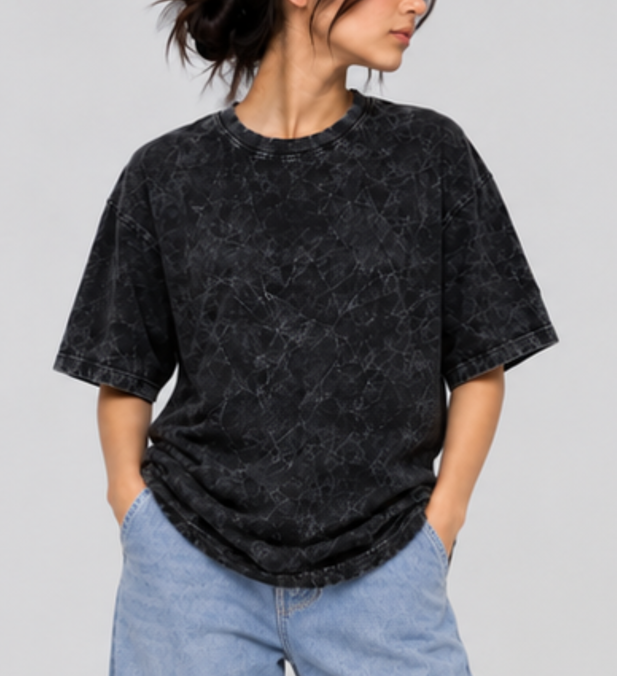 Premium Oversized Acid Wash Black T-Shirt | 240 GSM Heavyweight Cotton Streetwear T-Shirt