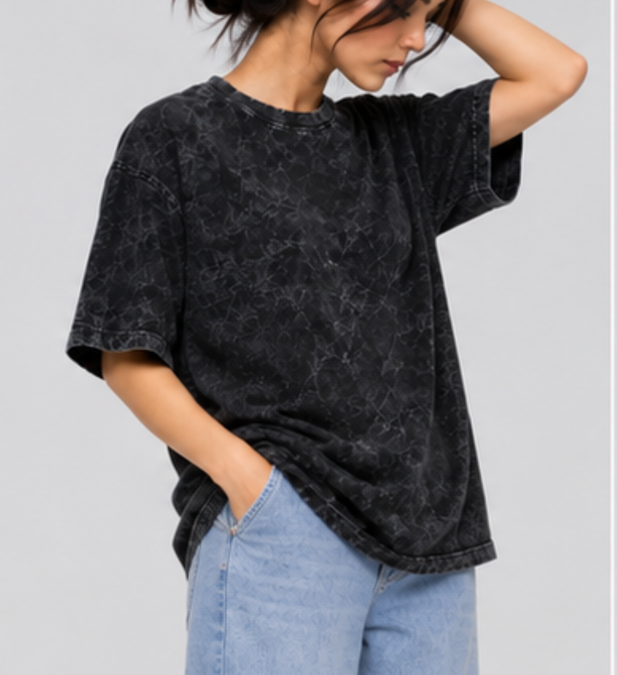 Premium Oversized Acid Wash Black T-Shirt | 240 GSM Heavyweight Cotton Streetwear T-Shirt