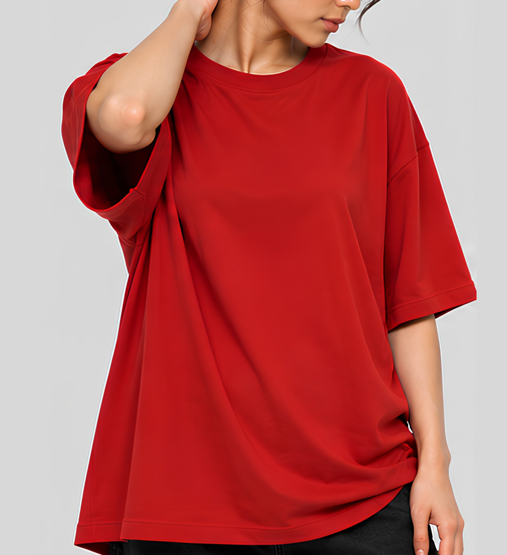 Premium Red Oversized T-Shirt | 240 GSM French Terry Cotton Drop Shoulder T-Shirt