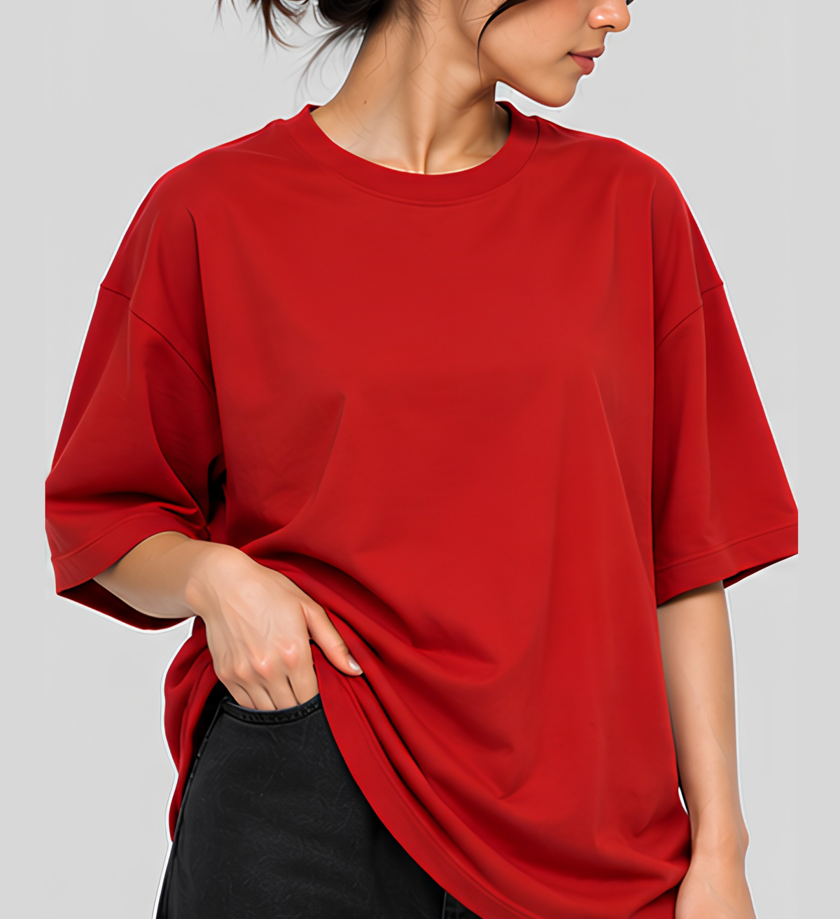 Premium Red Oversized T-Shirt | 240 GSM French Terry Cotton Drop Shoulder T-Shirt