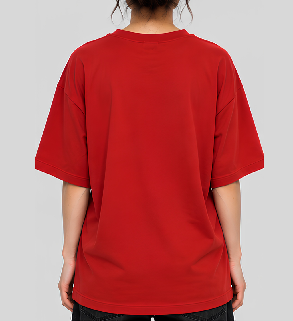 Premium Red Oversized T-Shirt | 240 GSM French Terry Cotton Drop Shoulder T-Shirt