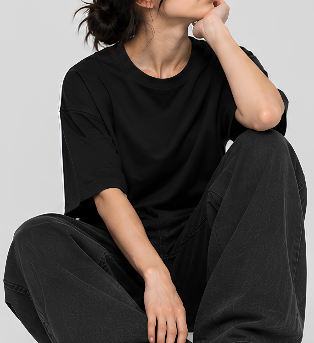Premium Oversized Black T-Shirt | 240 GSM French Terry Cotton Drop Shoulder Casual T-Shirt