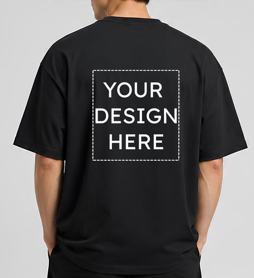 Custom Oversized Black T-Shirt Printing Online | Personalized Heavyweight Drop Shoulder Cotton T-Shirt