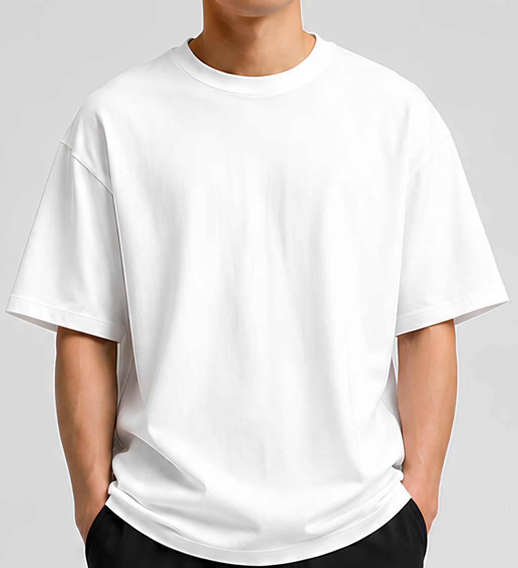 Premium Oversized White T-Shirt for Unisex | 240 GSM French Terry Cotton Drop Shoulder T-Shirt