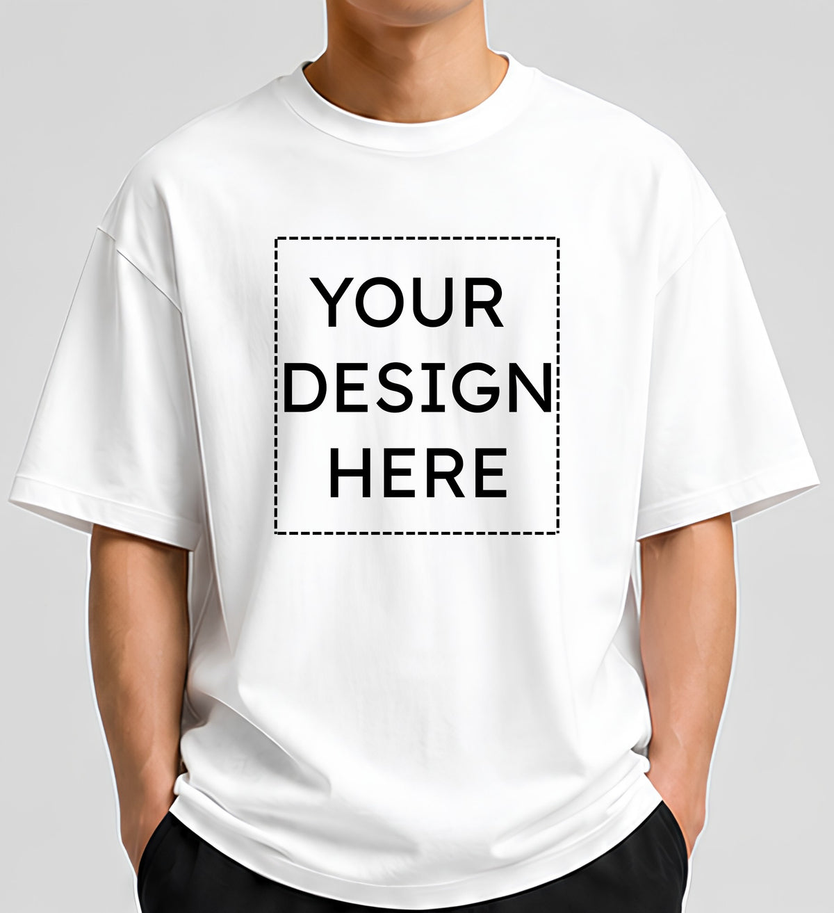 Custom Oversized White T-Shirt Printing Online | Personalized Heavyweight Drop Shoulder Cotton T-Shirt