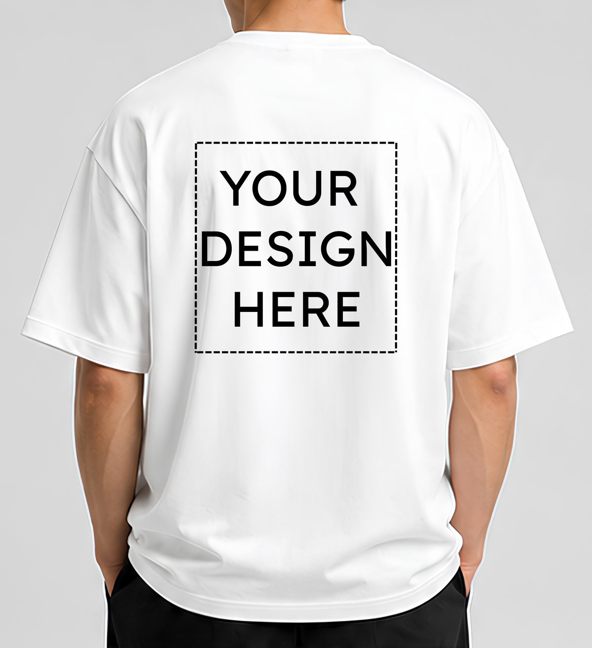 Custom Oversized White T-Shirt Printing Online | Personalized Heavyweight Drop Shoulder Cotton T-Shirt