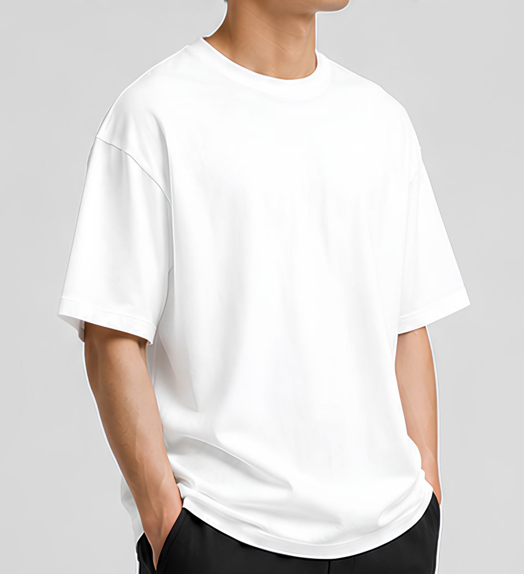Premium Oversized White T-Shirt for Unisex | 240 GSM French Terry Cotton Drop Shoulder T-Shirt