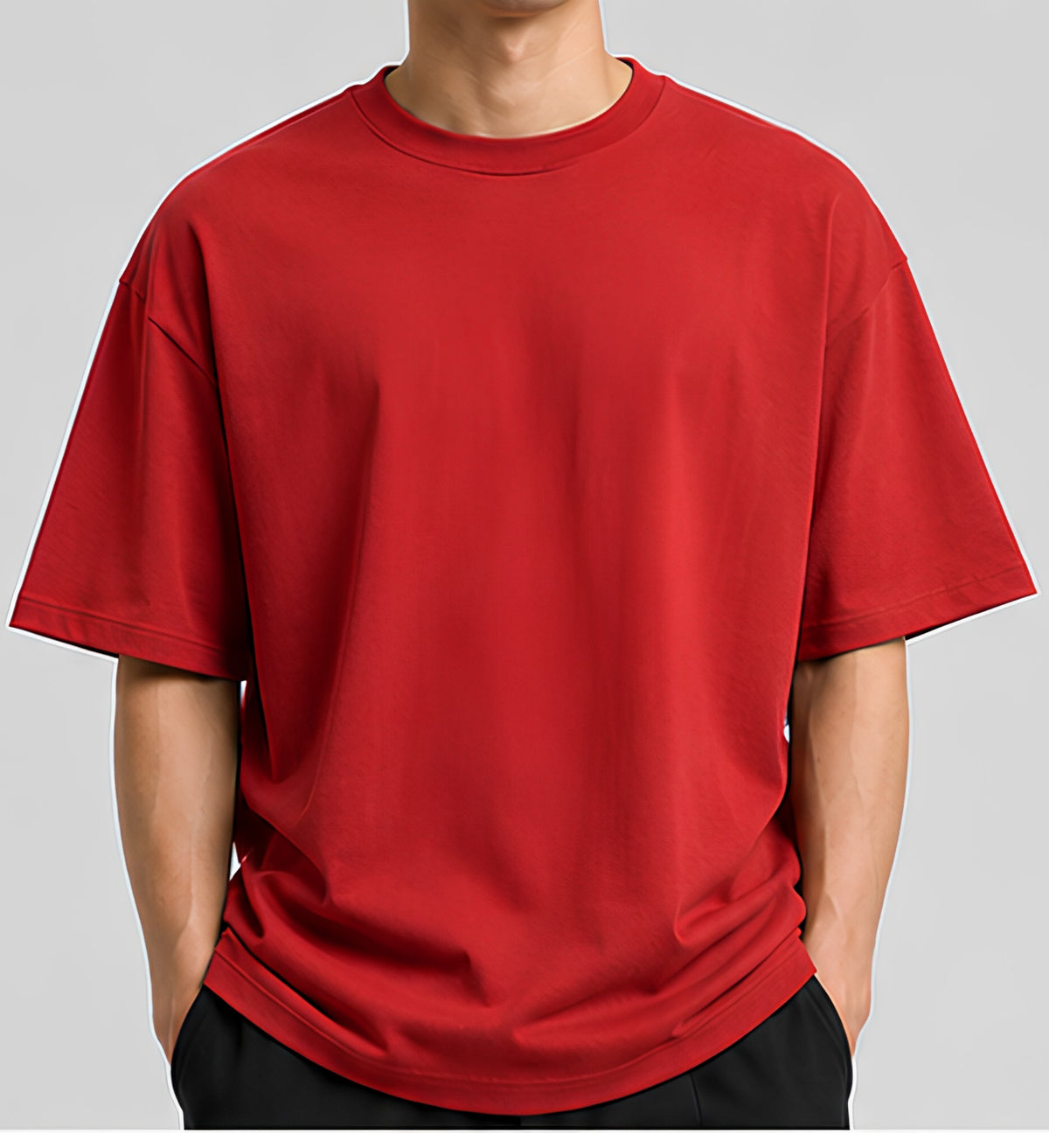 Premium Red Oversized T-Shirt | 240 GSM French Terry Cotton Drop Shoulder T-Shirt