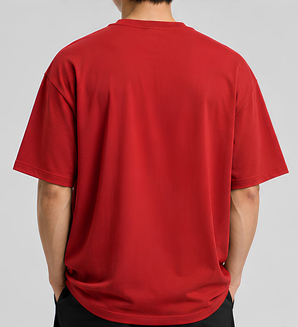 Premium Red Oversized T-Shirt | 240 GSM French Terry Cotton Drop Shoulder T-Shirt