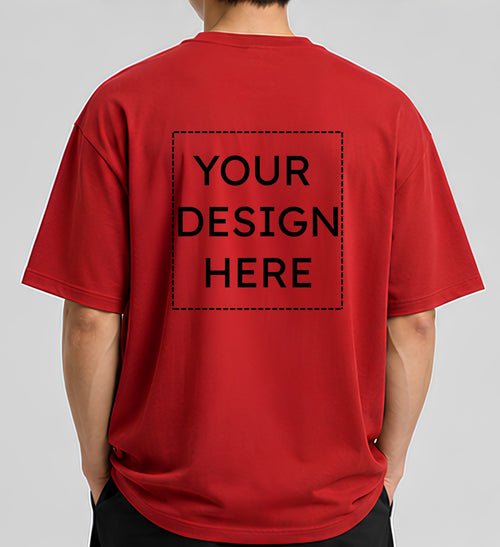 Custom Oversized Red T-Shirt Printing Online | Personalized Heavyweight Drop Shoulder Cotton T-Shirt