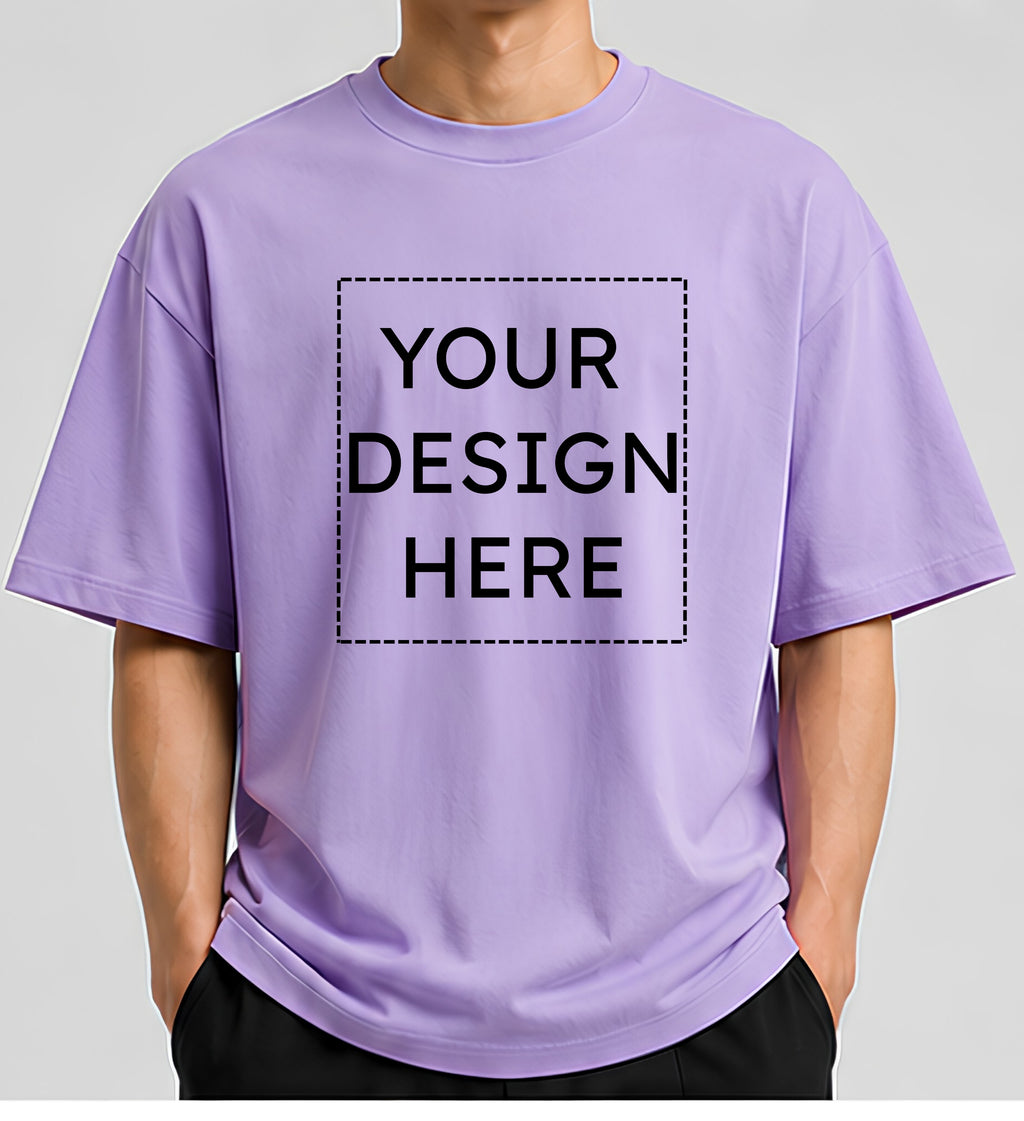 Custom Oversized Lavender T-Shirt Printing Online | Personalized Heavyweight Drop Shoulder Cotton T-Shirt