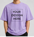 Custom Oversized Lavender T-Shirt Printing Online | Personalized Heavyweight Drop Shoulder Cotton T-Shirt