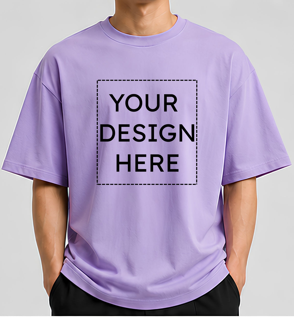 Custom Oversized Lavender T-Shirt Printing Online | Personalized Heavyweight Drop Shoulder Cotton T-Shirt