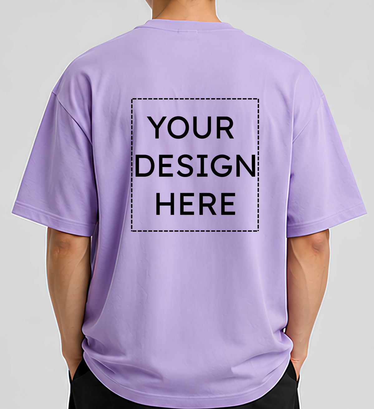 Custom Oversized Lavender T-Shirt Printing Online | Personalized Heavyweight Drop Shoulder Cotton T-Shirt