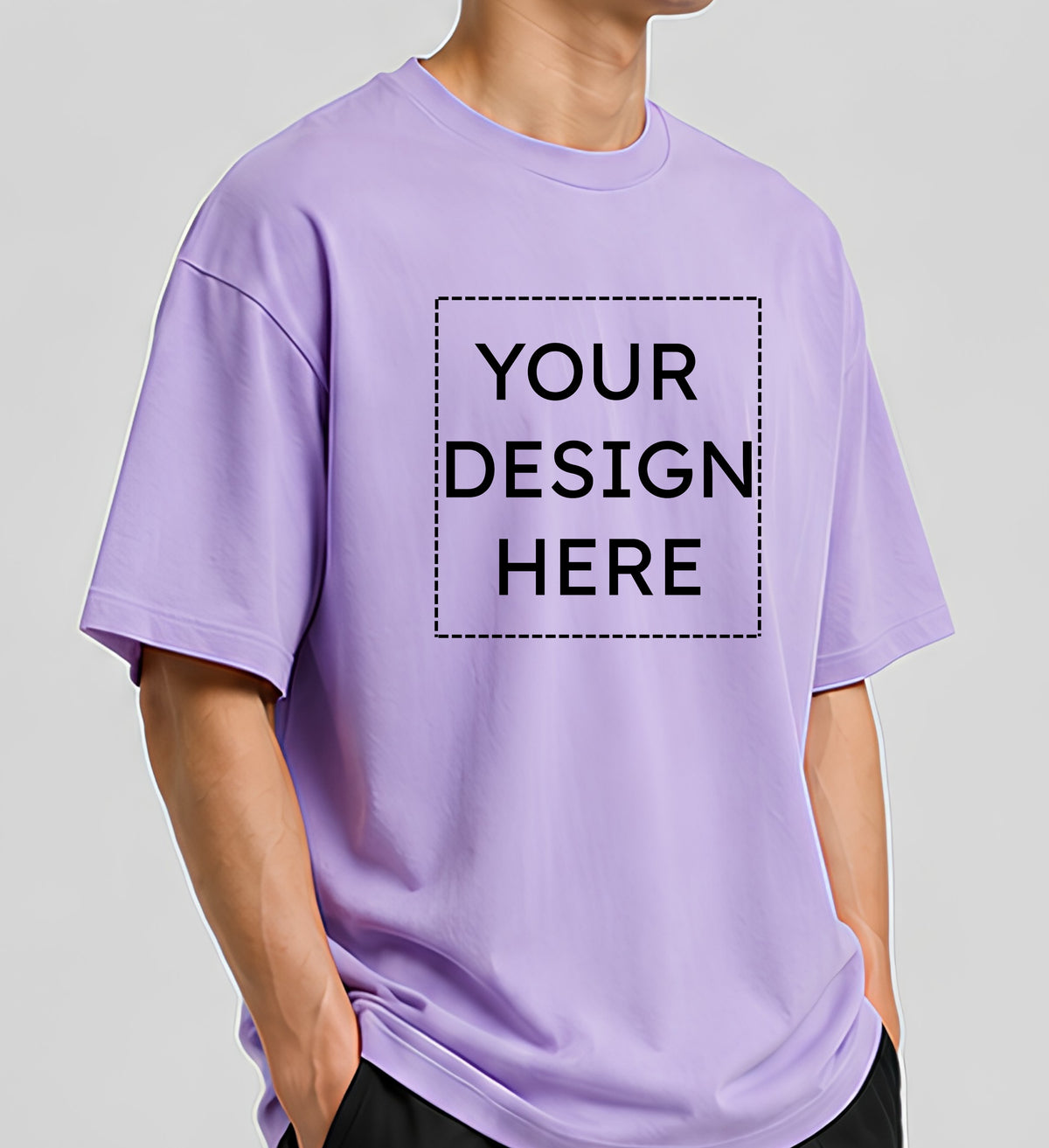 Custom Oversized Lavender T-Shirt Printing Online | Personalized Heavyweight Drop Shoulder Cotton T-Shirt