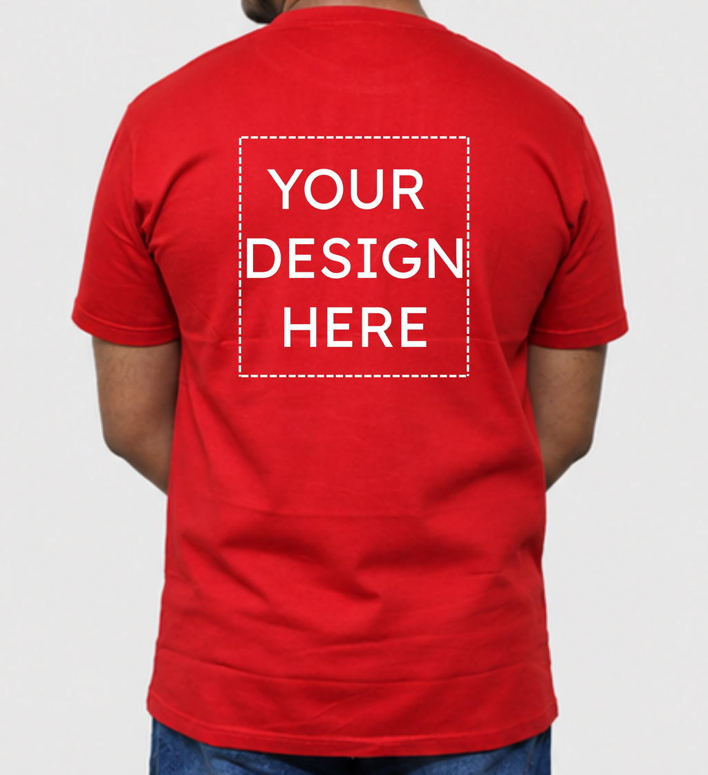 Custom Regular Fit Red T-Shirt Printing Online | Personalized 100% Cotton Printed T-Shirts