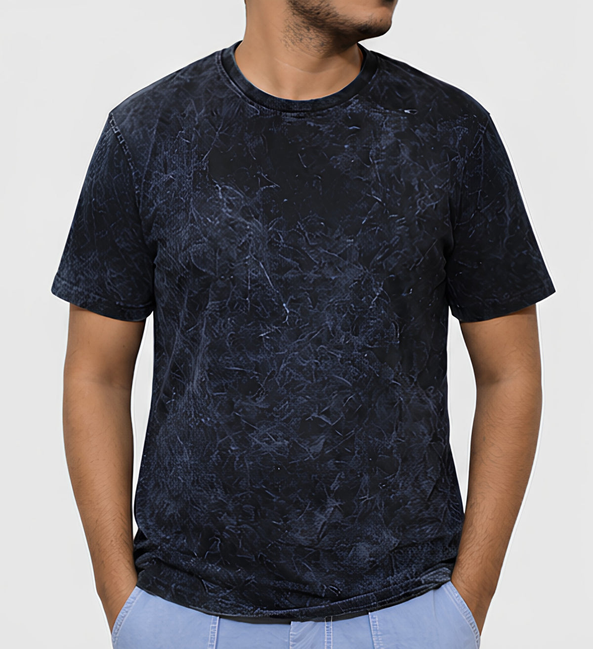 Premium Black Acid Wash T-Shirt | 180 GSM Cotton Regular Fit Streetwear T-Shirt
