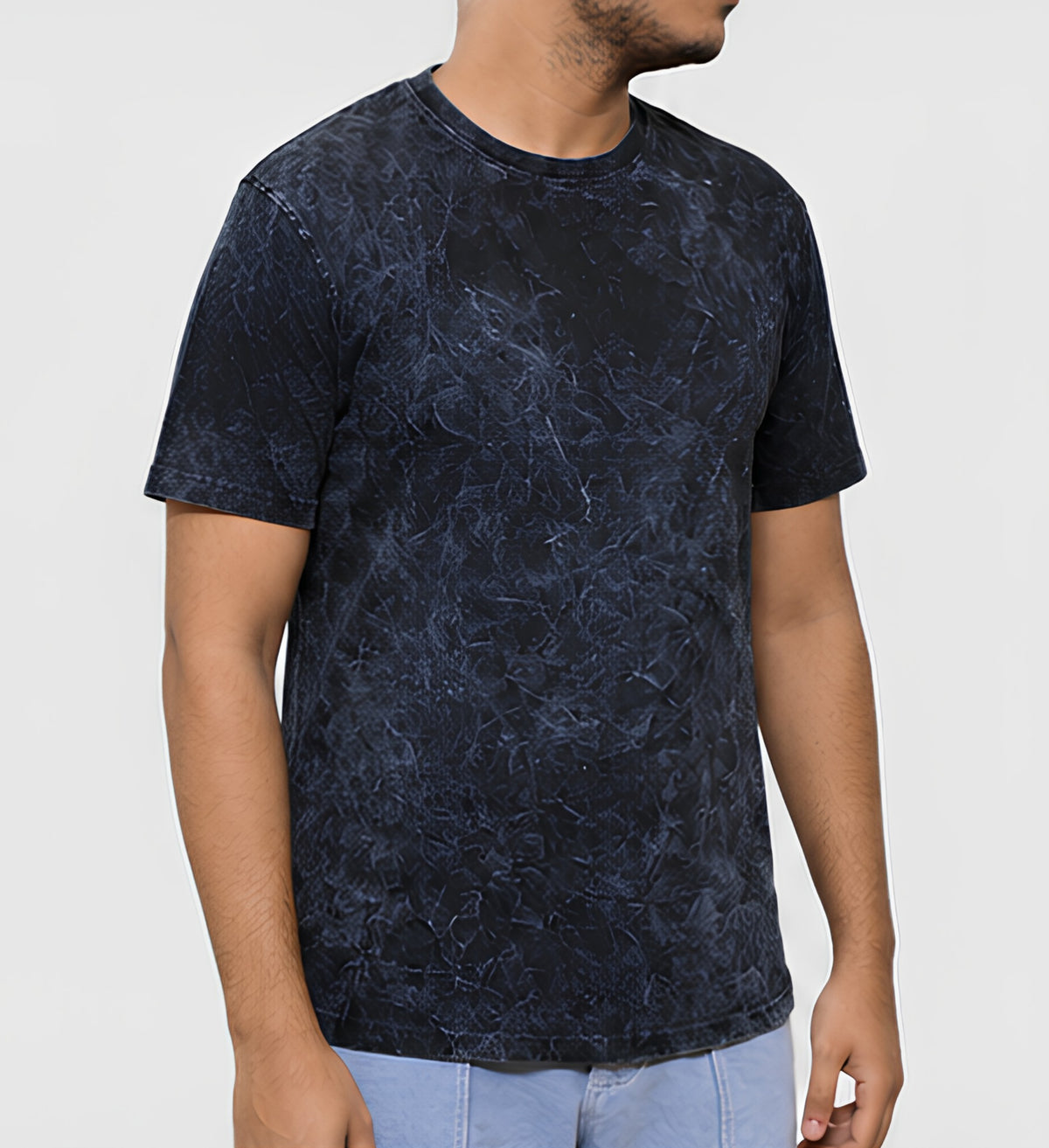 Premium Black Acid Wash T-Shirt | 180 GSM Cotton Regular Fit Streetwear T-Shirt