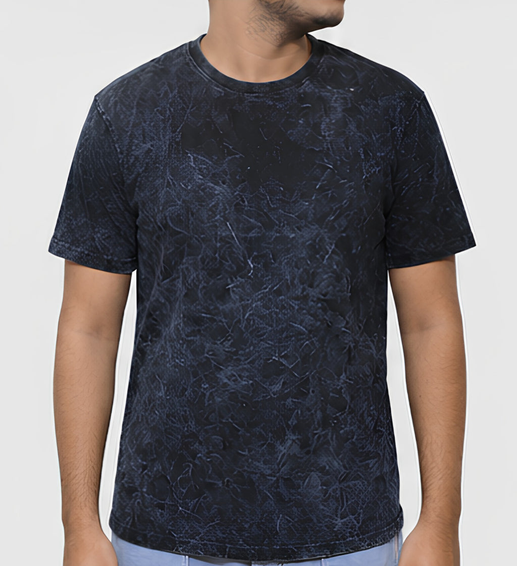 Premium Black Acid Wash T-Shirt | 180 GSM Cotton Regular Fit Streetwear T-Shirt