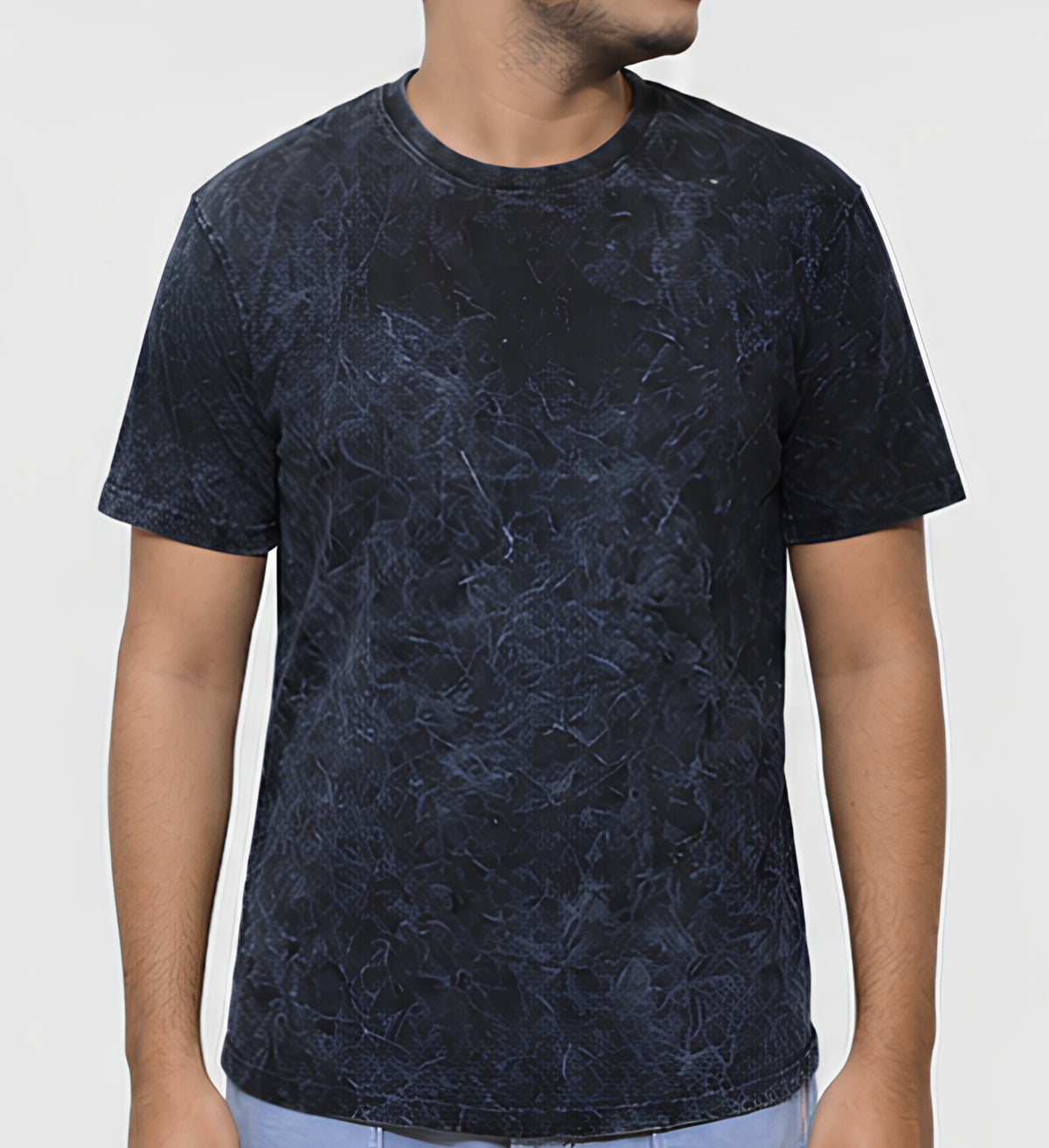 Premium Black Acid Wash T-Shirt | 180 GSM Cotton Regular Fit Streetwear T-Shirt