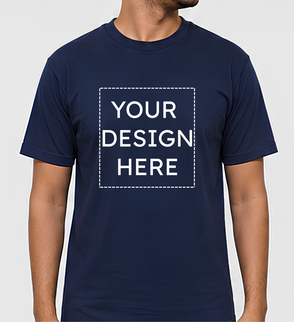 Custom Regular Fit Navy Blue T-Shirt Printing Online | Personalized 100% Cotton Printed T-Shirts