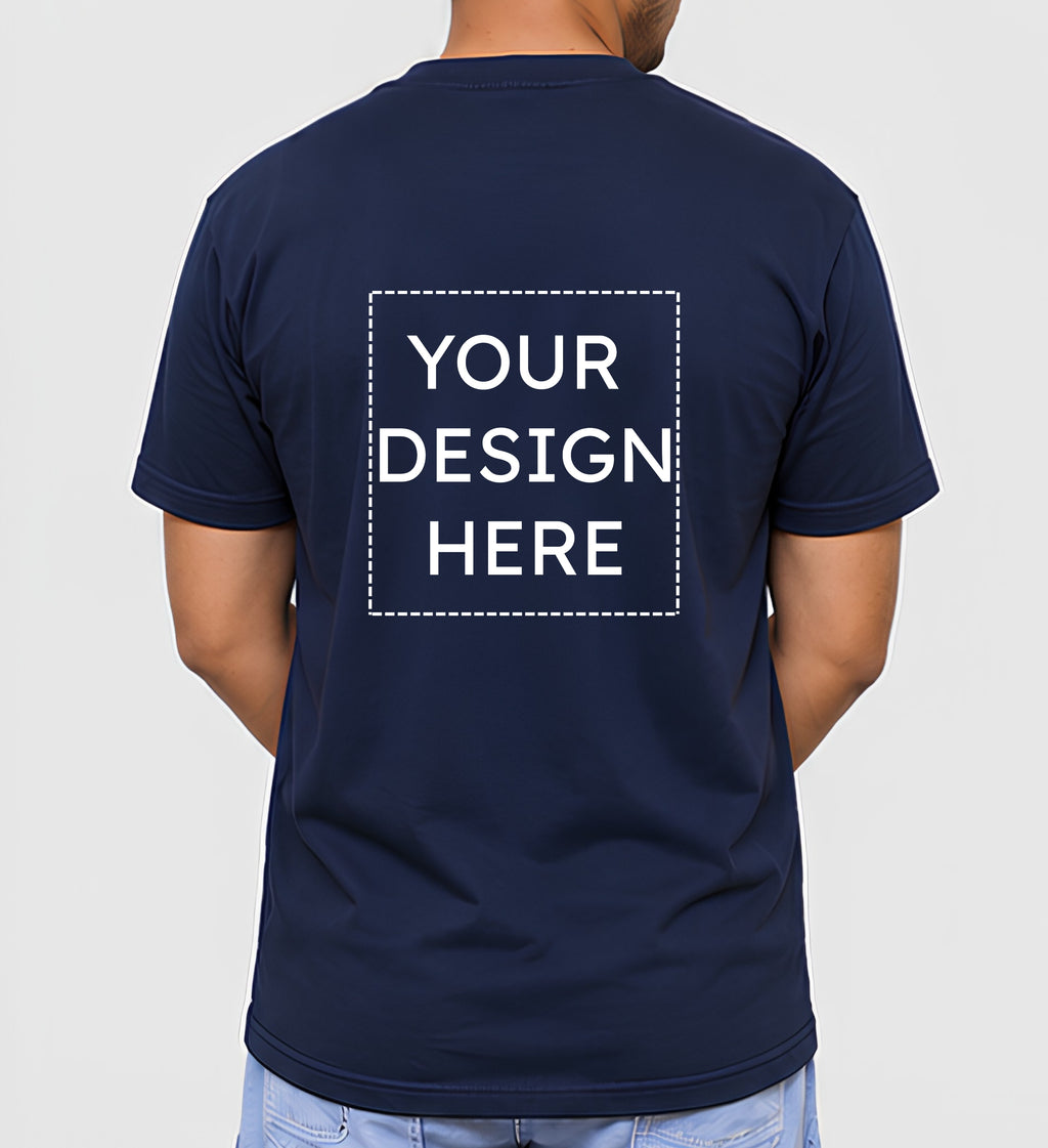Custom Regular Fit Navy Blue T-Shirt Printing Online | Personalized 100% Cotton Printed T-Shirts