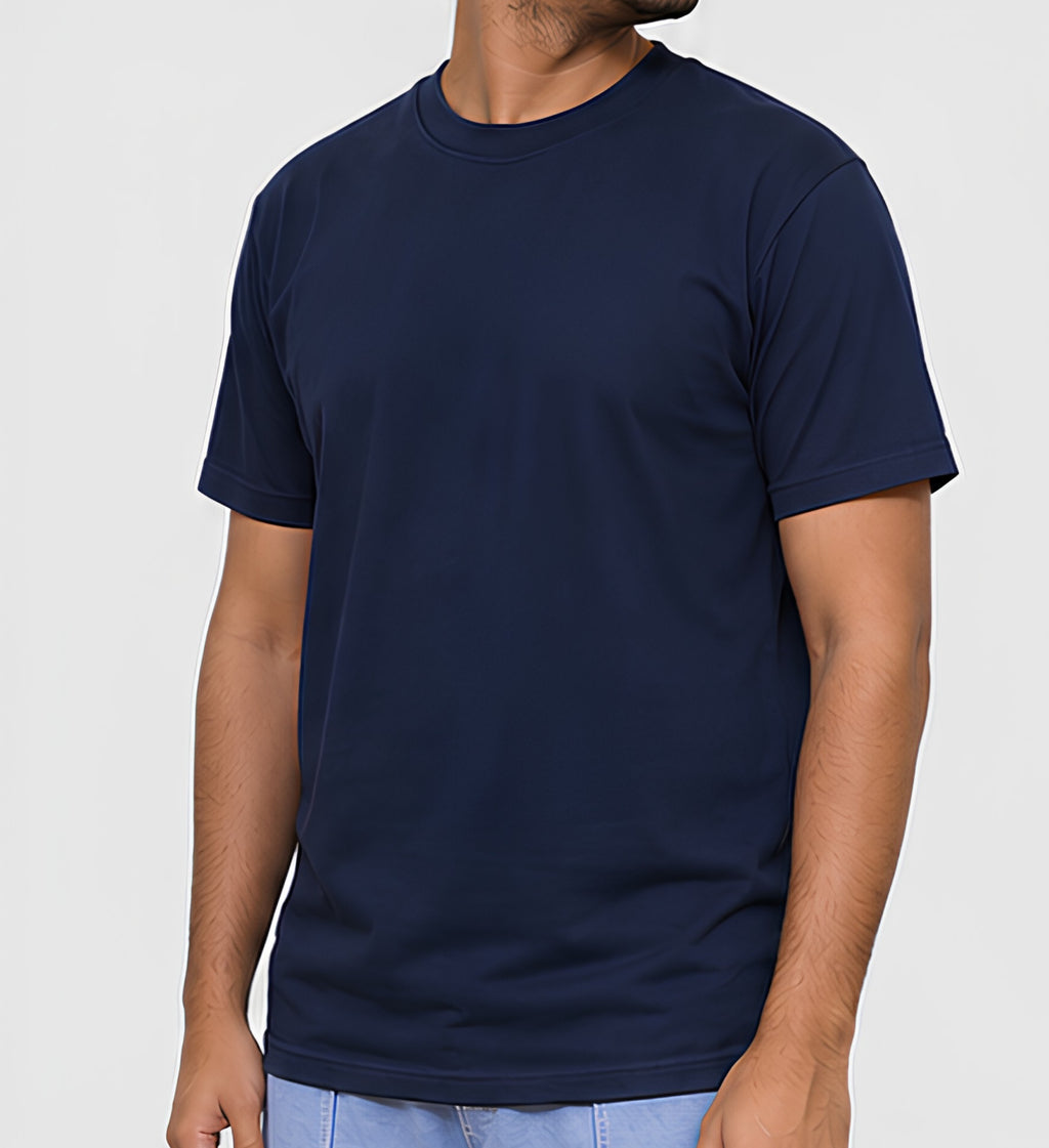 Premium Navy Blue Regular Fit Cotton T-Shirt for Men & Women | 180 GSM Bio Washed Casual T-Shirt