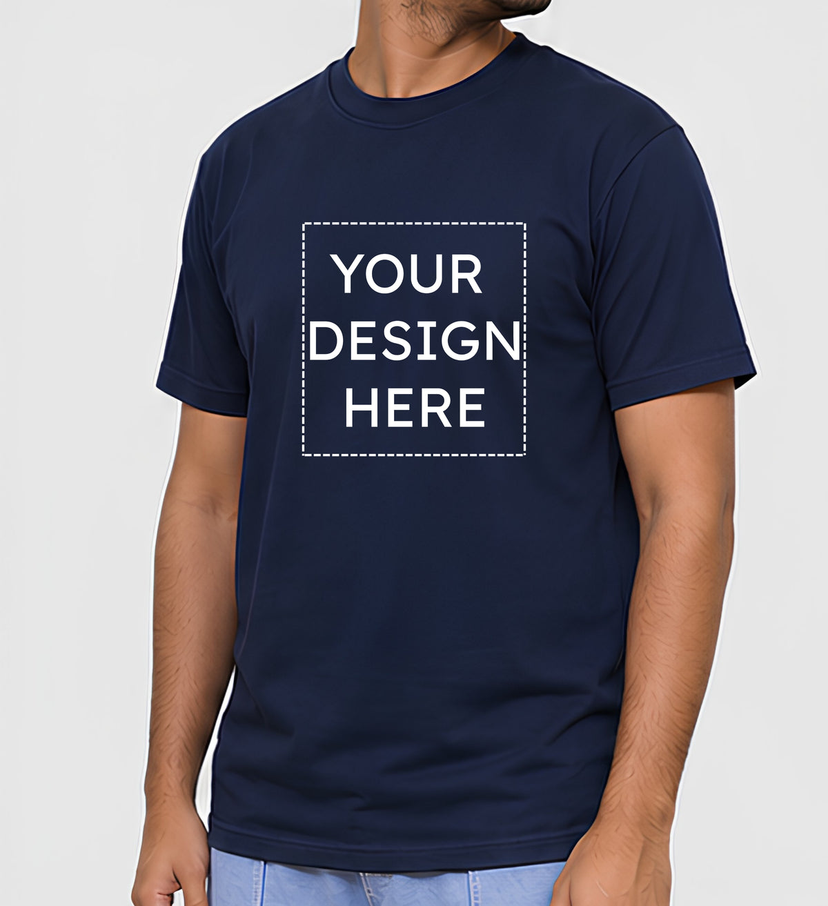 Custom Regular Fit Navy Blue T-Shirt Printing Online | Personalized 100% Cotton Printed T-Shirts