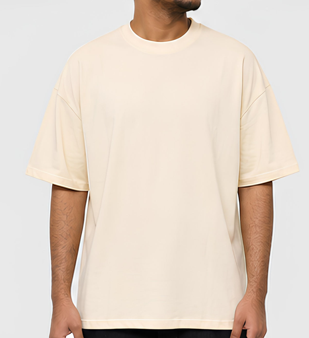 Premium Beige Oversized T-Shirt | 240 GSM French Terry Cotton Drop Shoulder T-Shirt