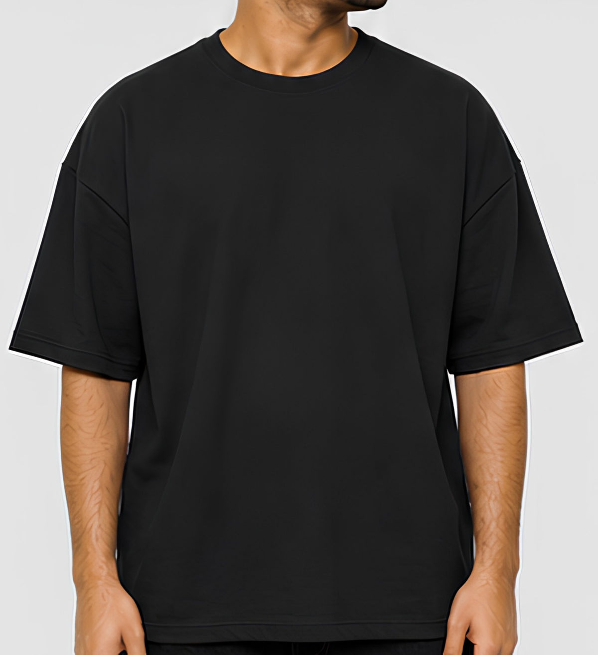 Premium Oversized Black T-Shirt | 240 GSM French Terry Cotton Drop Shoulder Casual T-Shirt