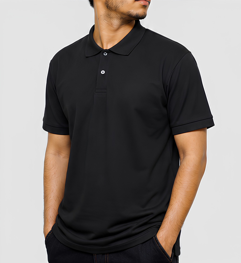 Premium Black Polo Collar T-Shirt | 210 GSM Cotton Casual & Office Wear Polo T-Shirt