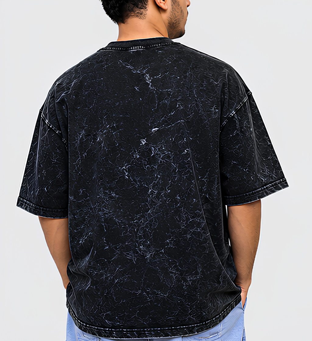 Premium Oversized Acid Wash Black T-Shirt | 240 GSM Heavyweight Cotton Streetwear T-Shirt