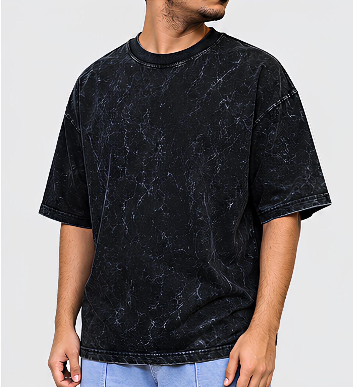 Premium Oversized Acid Wash Black T-Shirt | 240 GSM Heavyweight Cotton Streetwear T-Shirt