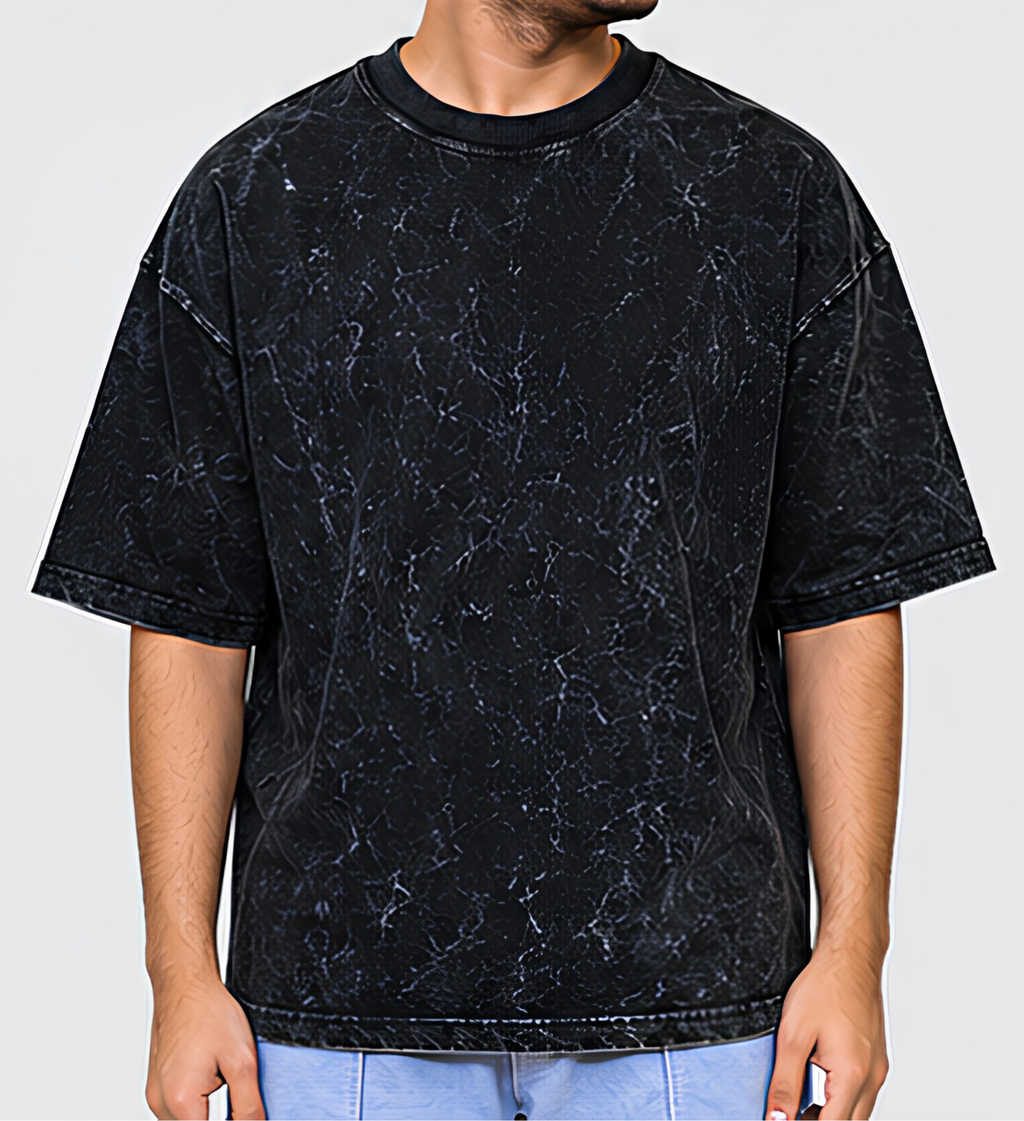 Premium Oversized Acid Wash Black T-Shirt | 240 GSM Heavyweight Cotton Streetwear T-Shirt