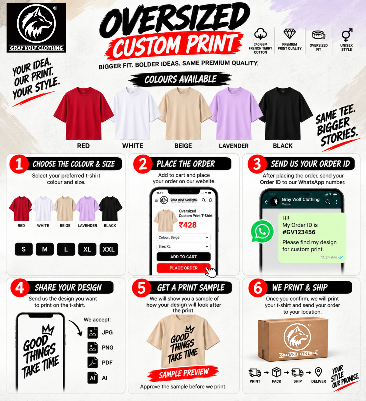 Custom Oversized Black T-Shirt Printing Online | Personalized Heavyweight Drop Shoulder Cotton T-Shirt
